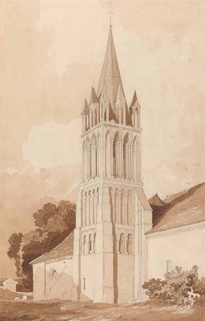 South-East View of the Church of Ifs, Near Caen, Normandy by John Sell Cotman